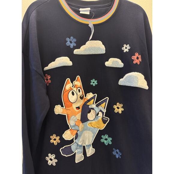 NEW BoxLunch Women’s Bluey Bingo Daisy Crew Neck Blue Sweatshirt Size X-Large - Picture 2 of 4